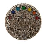 Bild von Lotusblume mit Chakraglassteinchen Weissmetallhalter