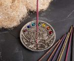 Bild von Lotusblume mit Chakraglassteinchen Weissmetallhalter