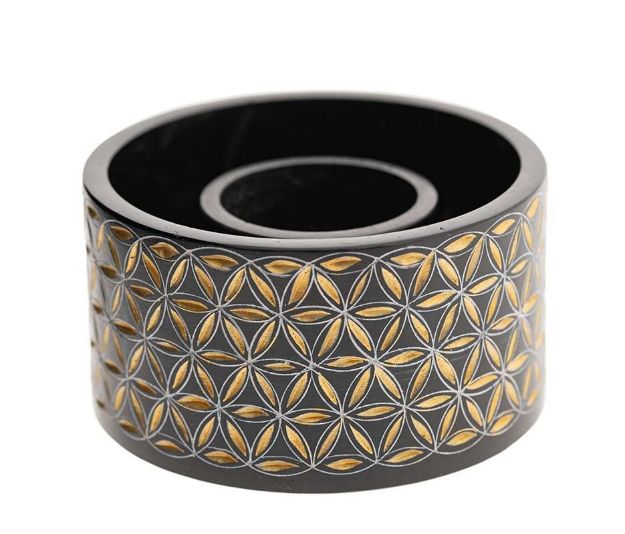 Bild von Smudge Bowl, Blume des Lebens klein Speckstein, handgeschnitzt