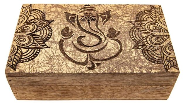 Bild von Ganesha Holzbox Goldverzierung