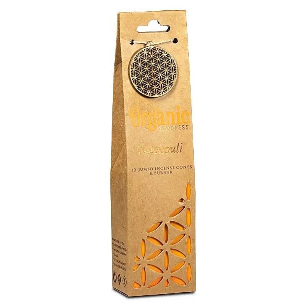 Bild von Organic Goodness Patchouli Weihrauchkegel + Halter