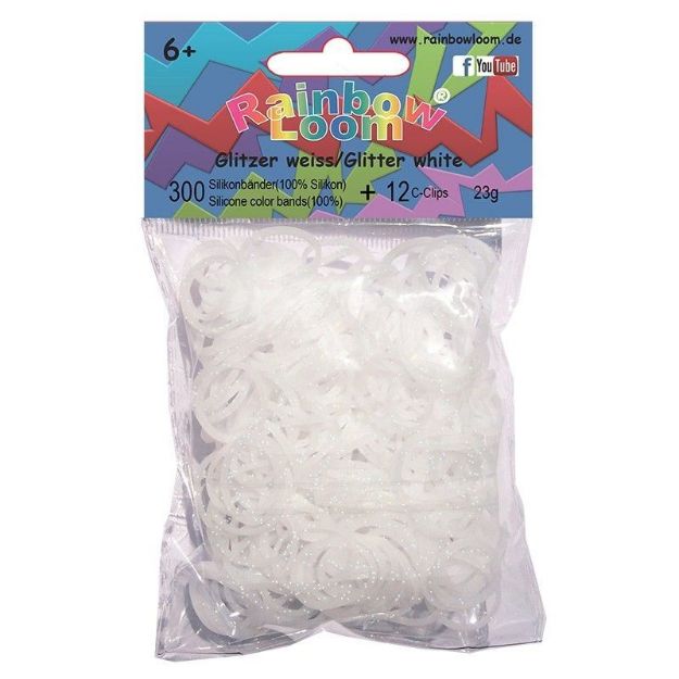 Bild von Rainbow Loom® Silikonbänder glitzer weiss