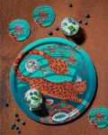 Bild von Emma J Shipley Snow Leopard/teal Tray Ø 39 - Jamida of Sweden