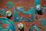 Bild von Emma J Shipley Snow Leopard/teal Coaster Ø10 - Jamida of Sweden