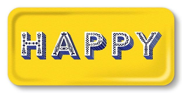 Bild von Asta Barrington Happy / yellow Tray 32x15 - Jamida of Sweden