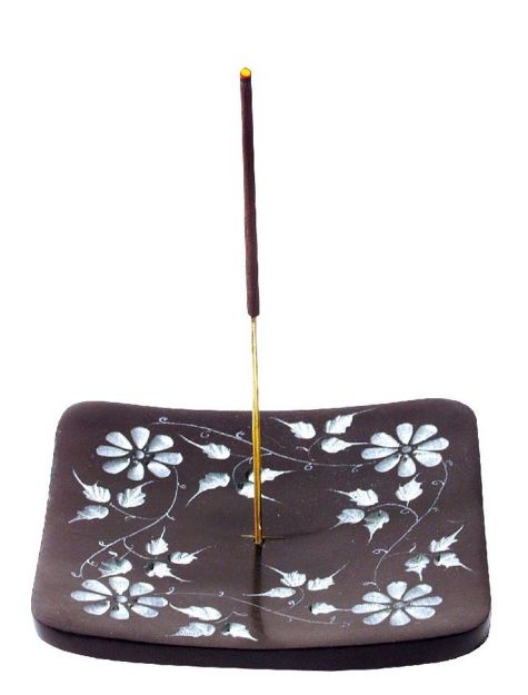 Bild von Räucherstäbchenhalter Blume Black Stone graviert 10x1
