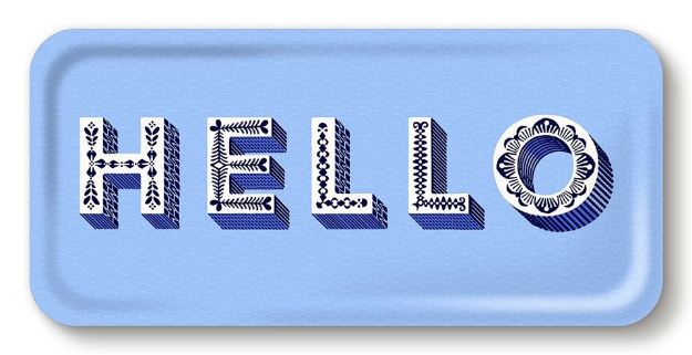 Bild von Asta Barrington Hello / blue Tray 32x15 - Jamida of Sweden
