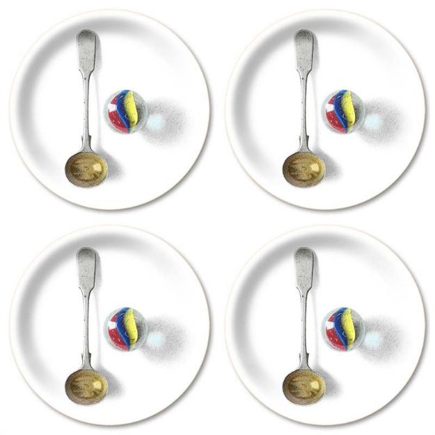 Bild von Michael Angove Cutlery/white Coaster 4 pcs Ø 11 - Jamida of Sweden
