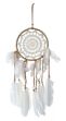 Bild von Traumfänger Rattan mit Netz gehäkelt, weiss 16cm, Gesamtlänge 17x50cm