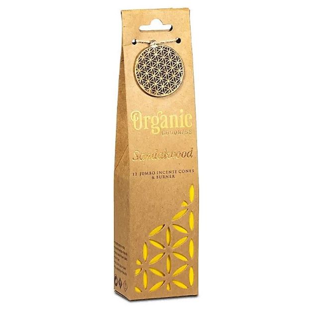 Bild von Organic Goodness Sandelholz Weihrauchkegel + Halter