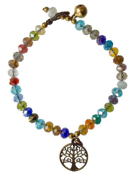 Bild von Armkettchen Baum des Lebens mit 33 Glasperlen, bunt 18cm
