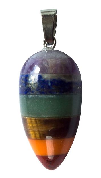 Bild von Anhänger Chakra Rainbow Multistone Tropfen 1,5x3cm