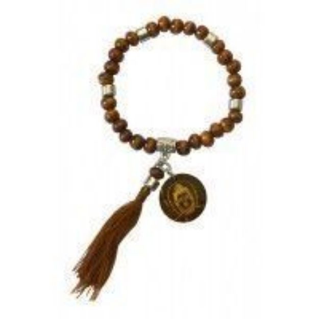 Bild von Tikra Buddha  Holz braun mit 27 Perlen elastisch 6cm