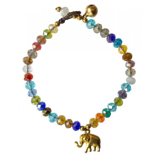 Bild von Armkettchen Elefant mit 33 Glasperlen, bunt 18 cm