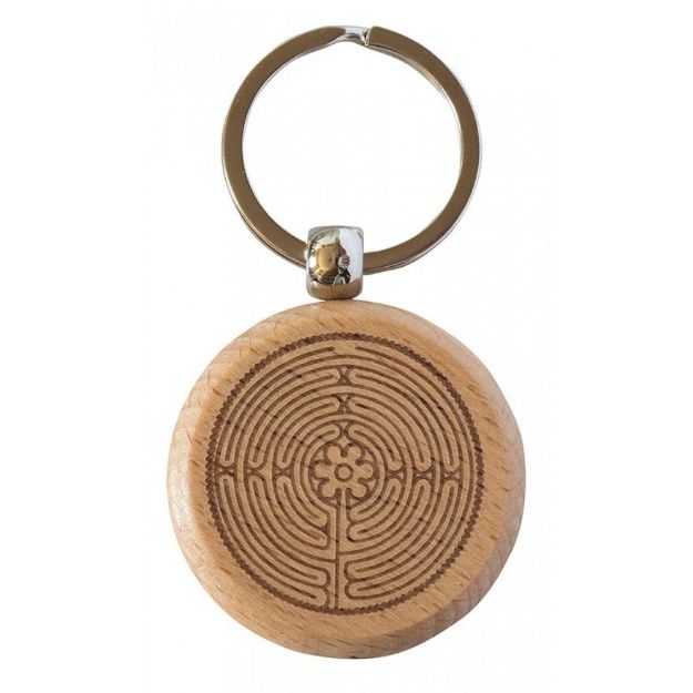Bild von Schlüsselanhänger Labyrinth Chartes Buchenholz/Edelstahl 4cm