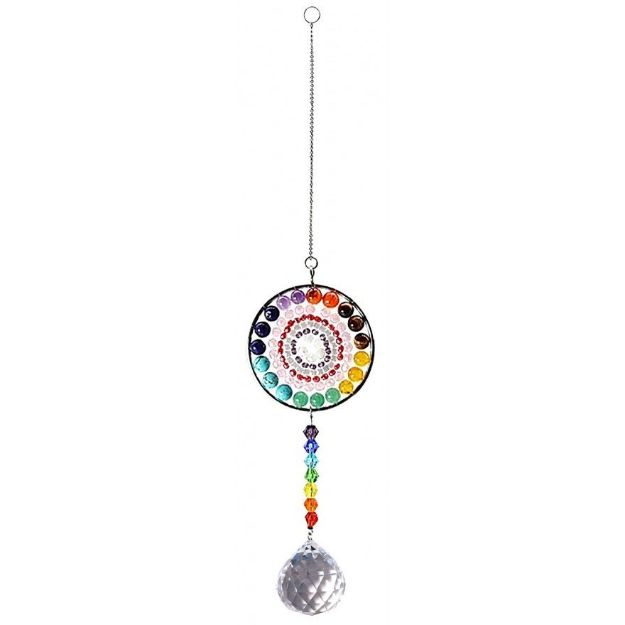 Bild von Suncatcher Mandala Regenbogen 36 cm, Kristall, Glas, Metall