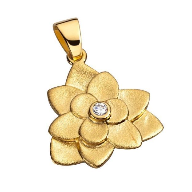 Bild von Anhänger Herzlotus mit klarem Zirkonia