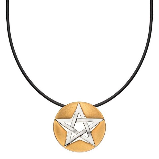 Bild von Anhänger Pentagramm - Silber teilvergoldet