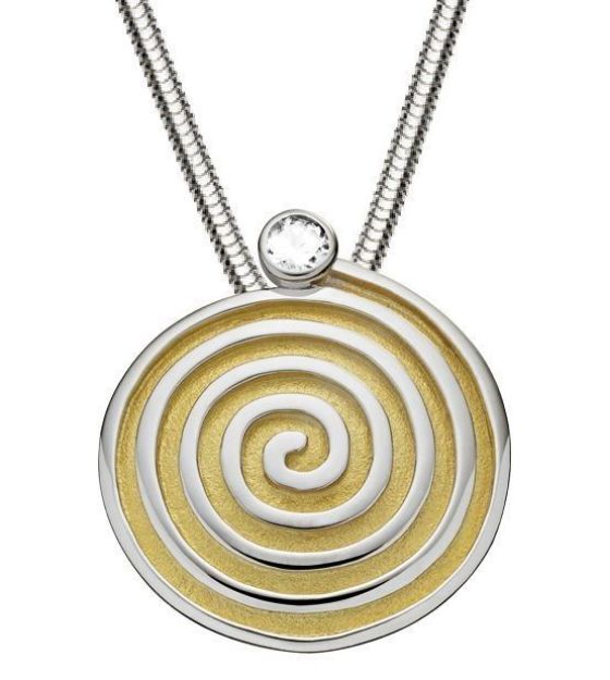 Bild von Anhänger Spirale teilvergoldet - mit Zirkonia