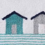 Bild von Beach Huts Blue Bath Mat