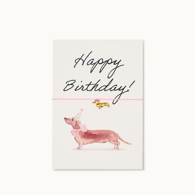 Bild von Armband-Karte: Happy Birthday Dachshund rose - by vivi.