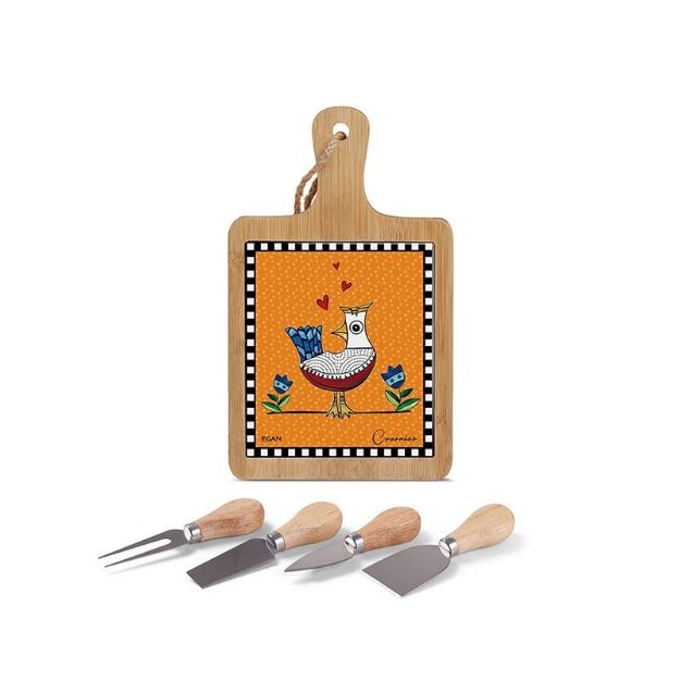 Bild von SET CHOPPING BOARD AND CHEESE KNIFE COCORICO'