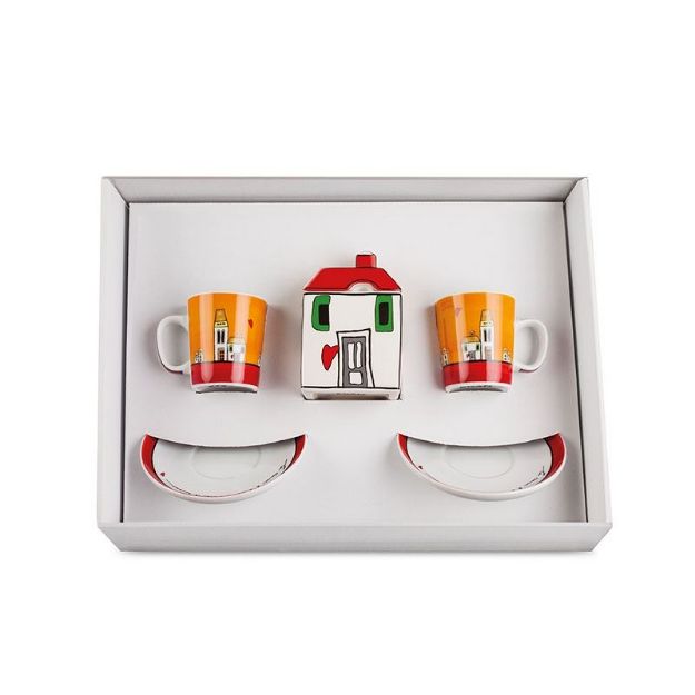Bild von SET 2 COFFEE CUPS - SUGAR BOWL LE CASETTE RED
