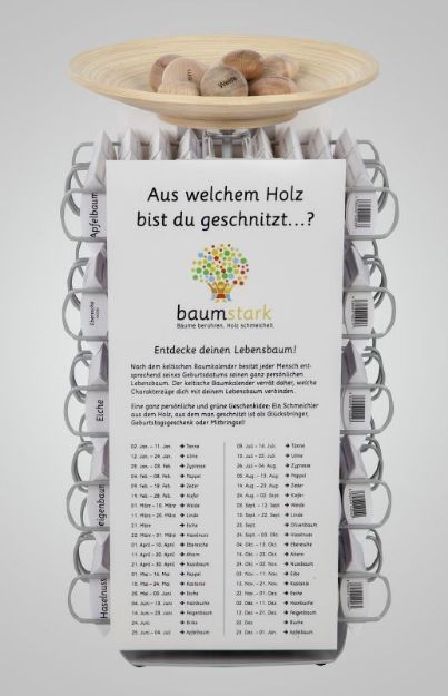 Bild von Baumstark Display für Theke Horoskop (VE-80) mit Holzschale + Mustern