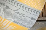 Bild von Plaid-Decke Lotus in gelb/grau von The Spirit of OM