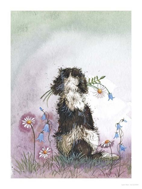 Bild von SPANIEL AND FLOWERS