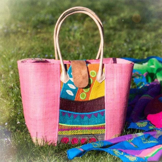 Bild von Raffia-Tasche Madagascar, pink