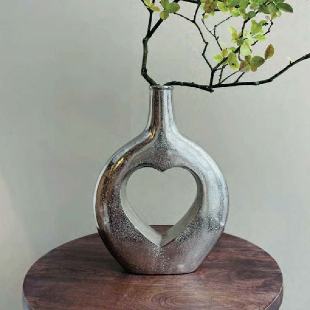 Bild von Elegante Aluminium-Vase Silberglanz, 26x7x35 cm
