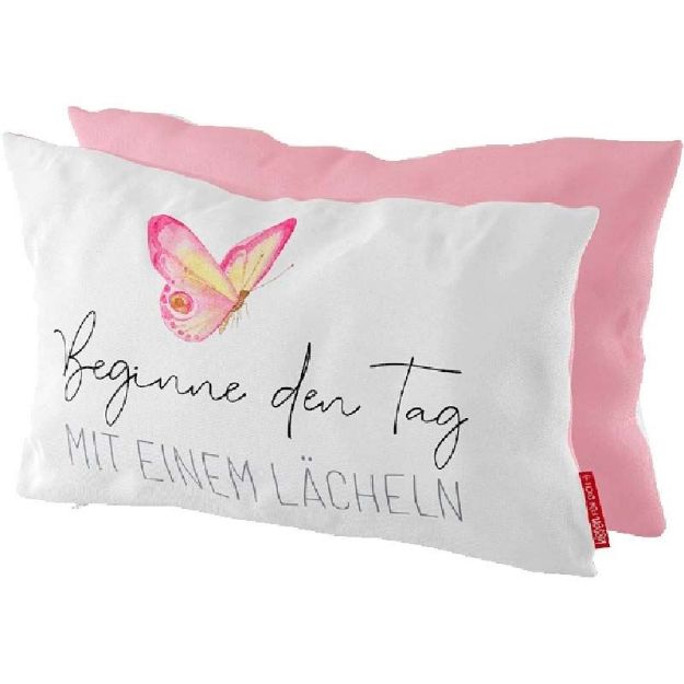 Bild von Kissen Beginne den Tag mit einem Lächeln, ca. 40 × 23 cm