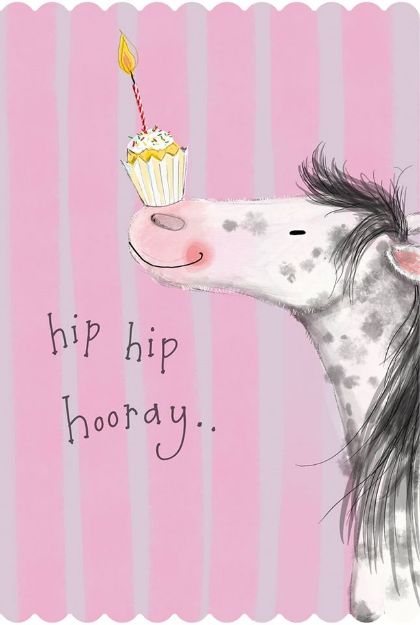 Bild von HORSE AND CUP CAKE BIRTHDAY CARD