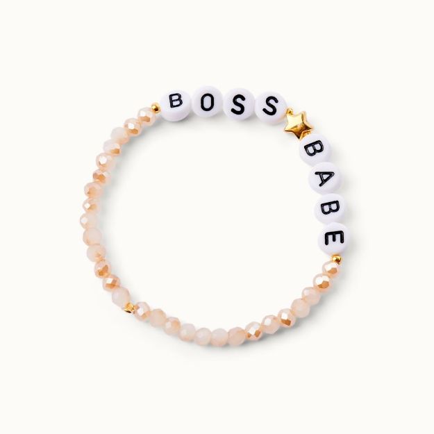 Bild von Wunscharmband Beige Boss*Babe - by vivi.