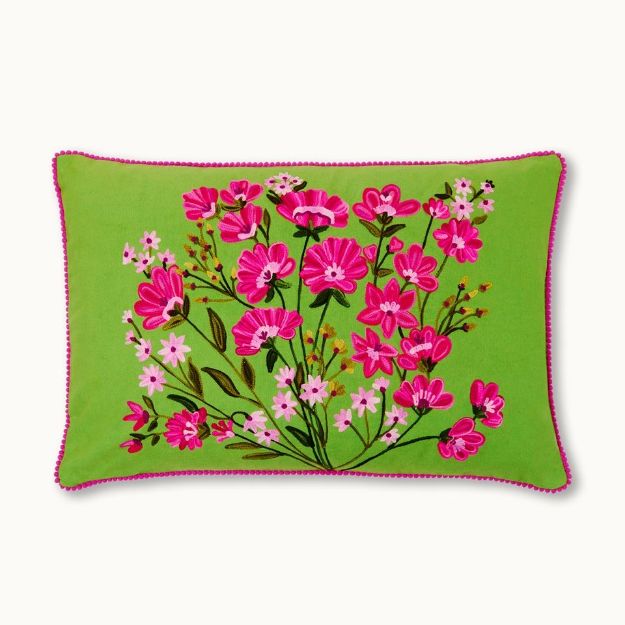 Bild von Kissen Blumen grün  mit Füllung - by vivi.