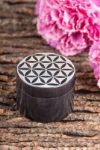 Bild von Döschen Blume des Lebens aus Speckstein, schwarz