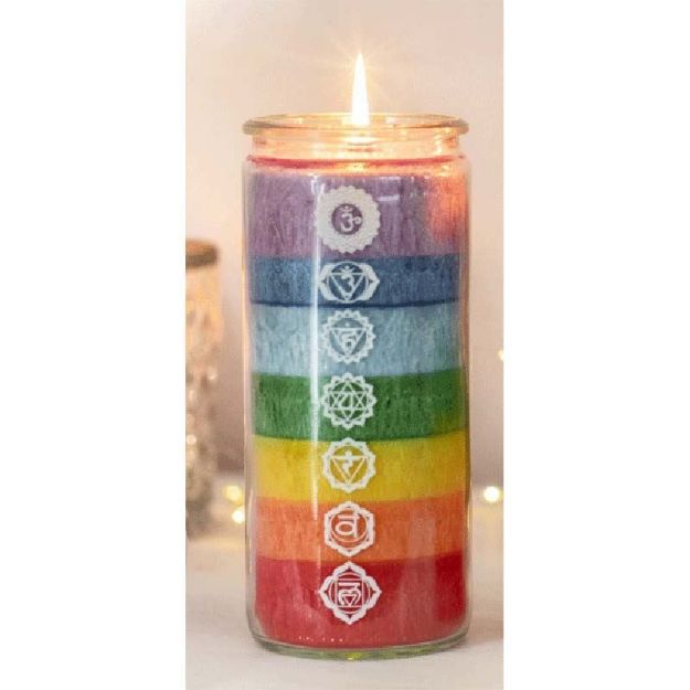 Bild von Chakra-Kerze im Glas 21 cm (gross)