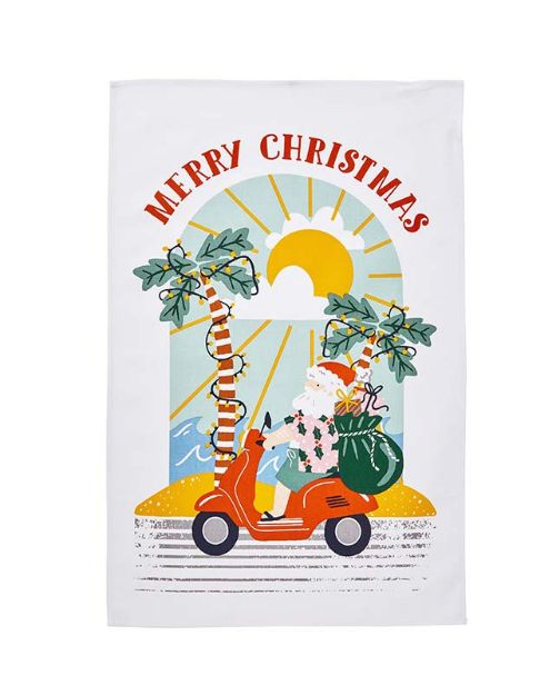 Bild von Tea Towel Cotton Sunny Santa  - Ulster Weavers