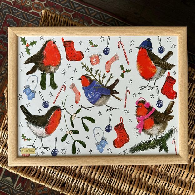 Bild von FESTIVE ROBINS CHRISTMAS LAP TRAY