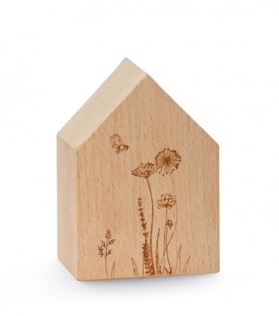 Bild von Holzhaus - Gräser und Blumen