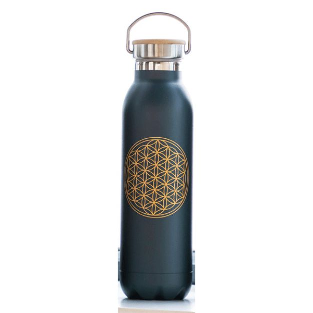 Bild von Isolier-Trinkflasche Blume des Lebens 600 ml mattanthrazit