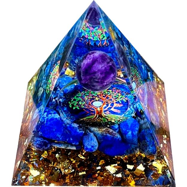 Bild von Orgonit-Pyramide Lapislazuli mit Blattgold
