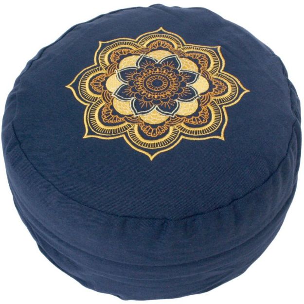 Bild von Meditationskissen CLASSIC MANDALA Höhe 15 cm in Dunkelblau/Gold von Lotus Design