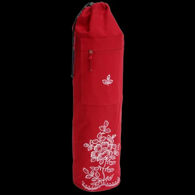 Bild von Yogatasche Stickerei Blume 75 cm x Ø 18 cm in Rot von Lotus Design