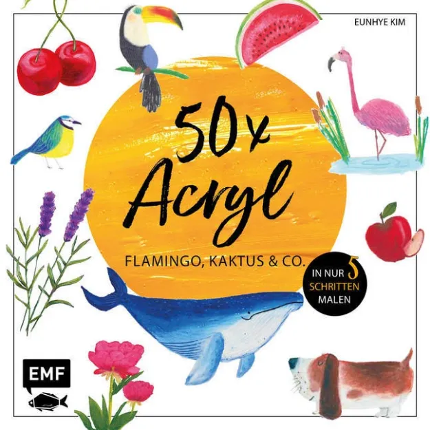 Bild von Kim E: 50 x Acryl – Flamingo, Kaktus undCo