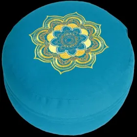 Zeige Details für Meditationskissen CLASSIC - MANDALA mit Stickerei türkis/gold Bild von Meditationskissen CLASSIC - MANDALA mit Stickerei türkis/gold