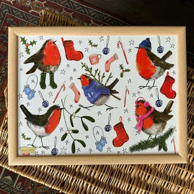 Bild von FESTIVE ROBINS CHRISTMAS LAP TRAY