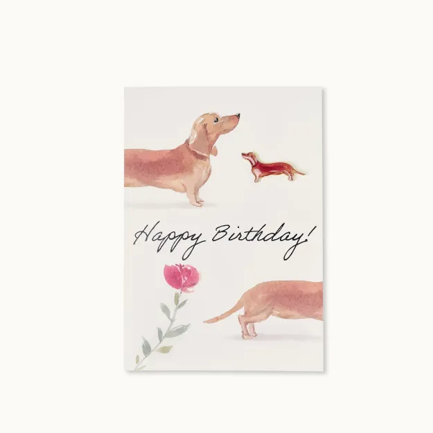 Bild von Pin-Karte: Happy Birthday Dackel Blumen  - by vivi.