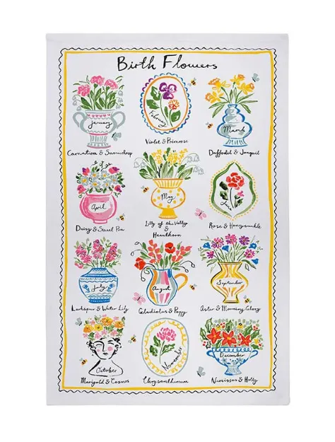Bild von Birth Flowers Cotton Tea Towel - Ulster Weavers